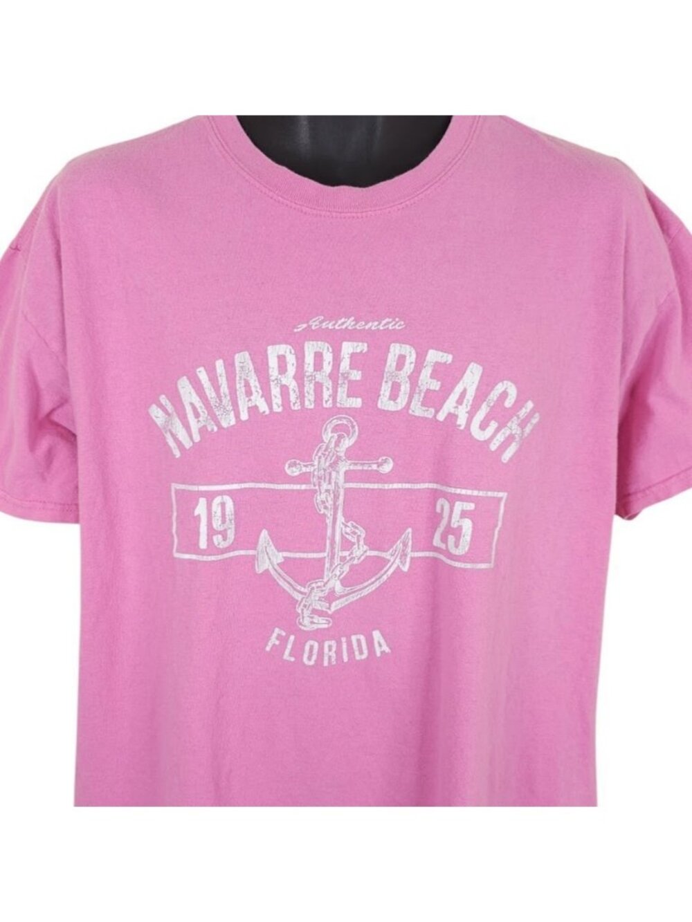 Navarre Beach T Shirt Mens Size XL Pink Florida Travel Destination Tee CUT OFF